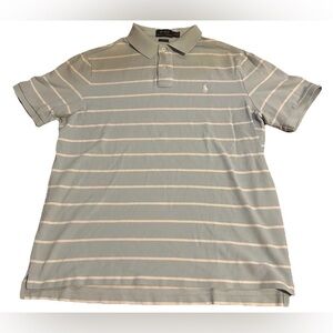 Polo By Ralph Lauren Mens Shirt Sz Large Blue White Stripe Rugby Preppy College